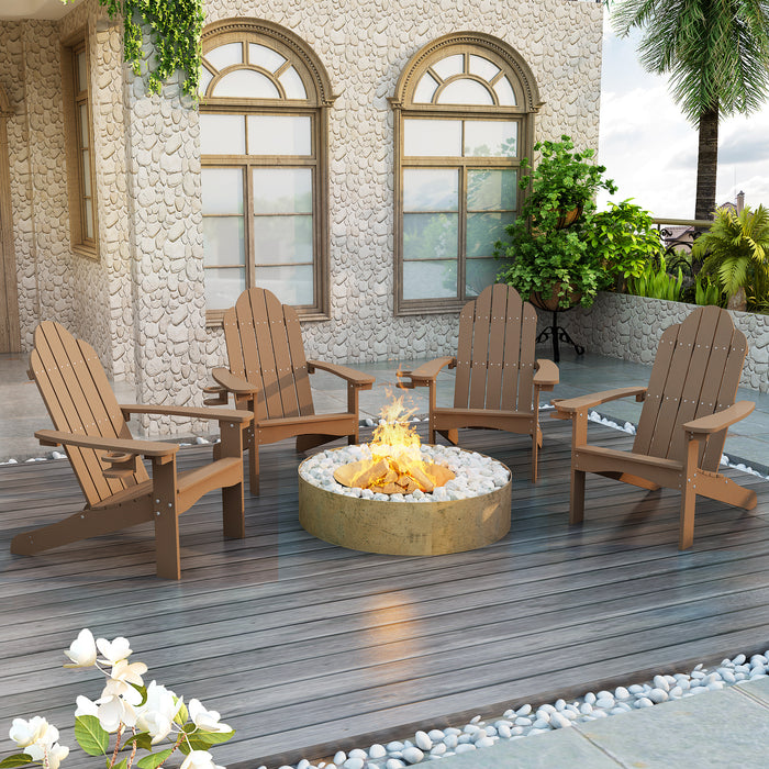 light brown outdoor adirondack chair for fire pit