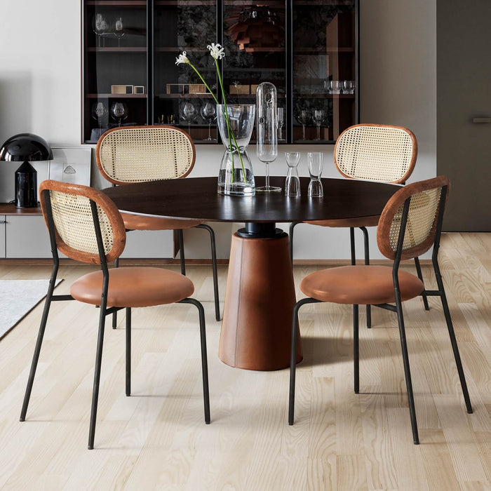 modern faux leather dining chairs with metal legs set of 4