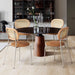 modern faux leather dining chairs with woven backrest for dining room