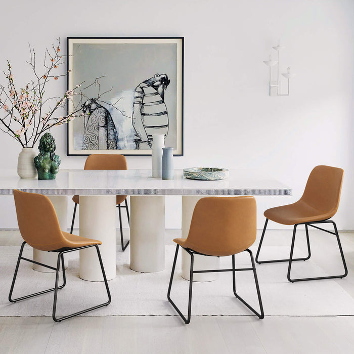 camel leather dining chair set of 4 for dining room