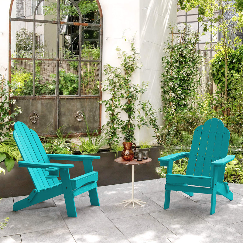 Miranda Aruba Blue Foldable Adirondack Chair with Cup Holder