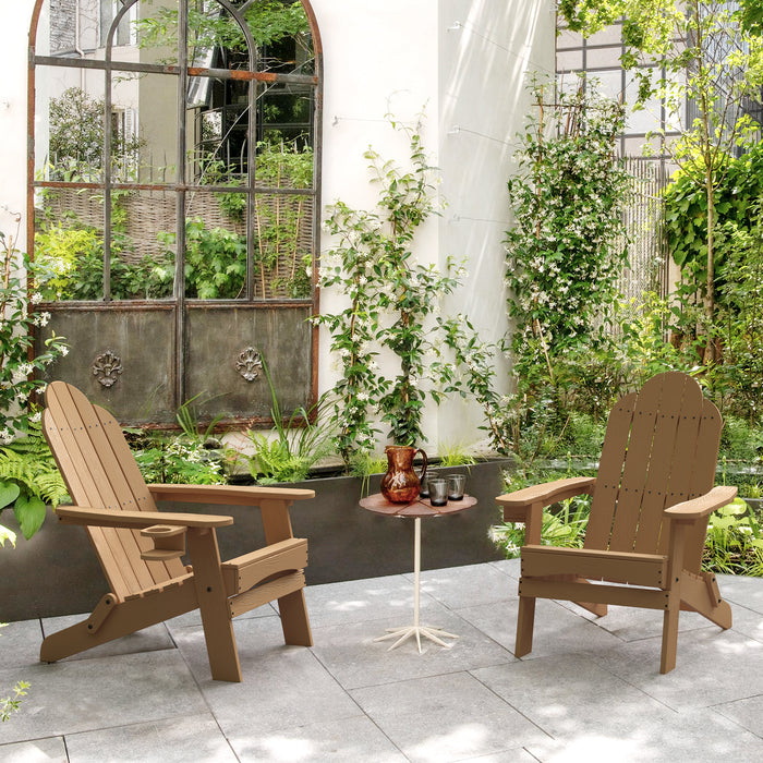 brown adirondack chair with cup holder