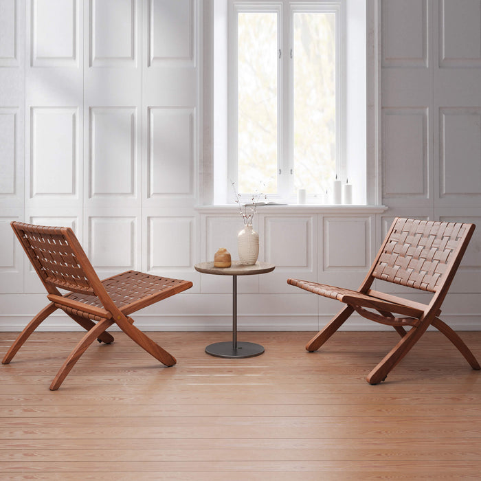 woven leather folding accent chair set of 2