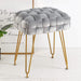 grey velvet woven vanity stool gold leg