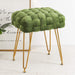 avocado green velvet woven vanity stool gold leg