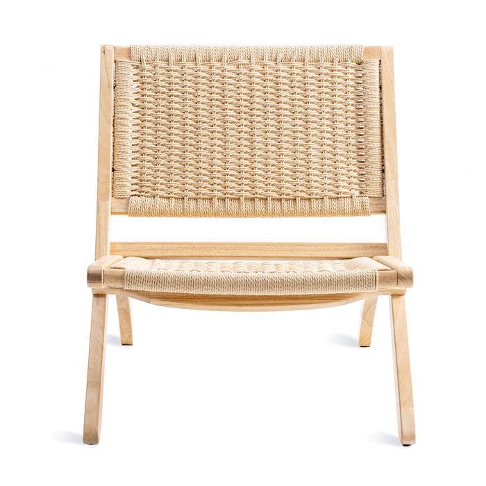 Wood & Rattan Woven Accent Chair Folding Rope Living Room Cuba Lounge Chair