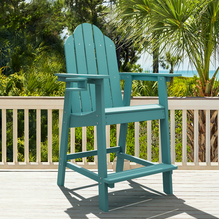 Blue turquoise tall adirondack chair with cup holder