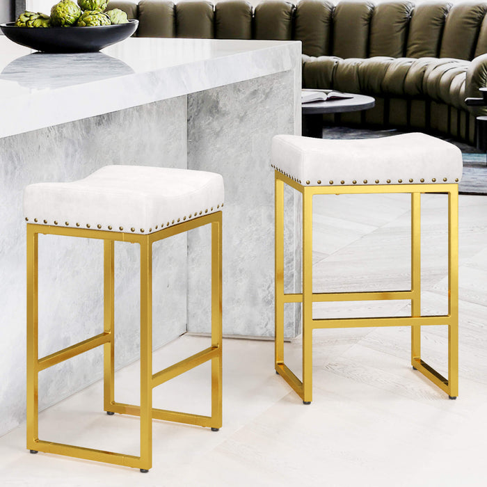 white leather saddle bar stool gold leg