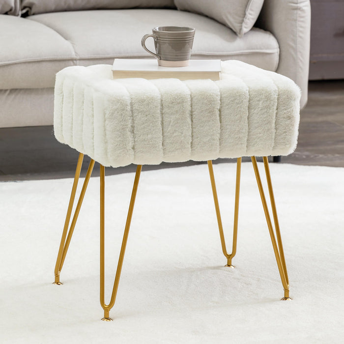 faux fur white makeup vanity stool