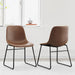 modern red brown leather dining chair set of 2 for dining room