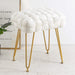 white woven vanity stool gold leg