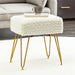 white faux fur makeup vanity stool gold leg