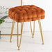 pumpkin-color woven vanity stool gold leg