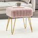 pink faux fur makeup vanity stool gold leg