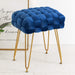 blue velvet woven vanity stool gold leg