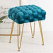 teal velvet woven vanity stool gold leg