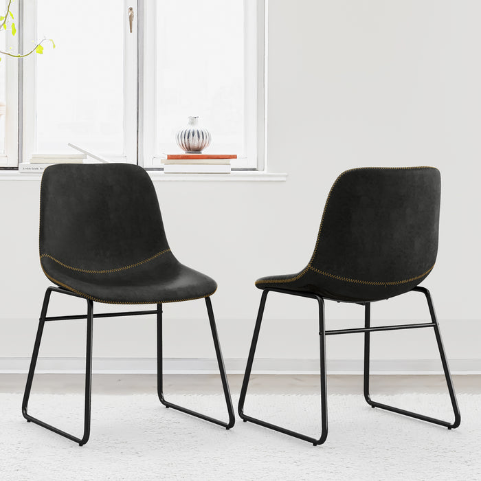 modern black leather dining chair set of 2 for dining room