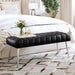 black Leather Cushioned Bedroom Bench Entryway Bench