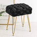 black velvet woven vanity stool gold leg