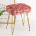 pink velvet woven vanity stool gold leg