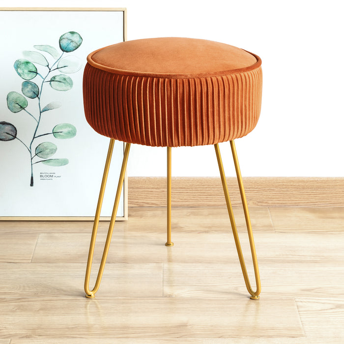 pumpkin upholstered vanity stool 