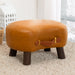 brown leather footstool for living room