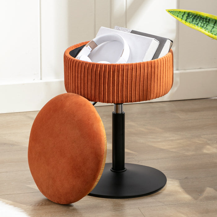 pumpkin-color swivel vanity stool height adjustable