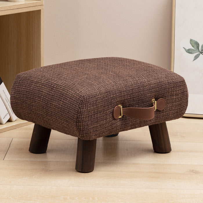 Small Foot Stool with Wood Leg for Living Room, Reposapiés Bedroom