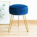 blue upholstered vanity stool gold leg