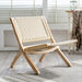 Wood & Rattan Woven Accent Chair Folding Rope Living Room Cuba Lounge Chair