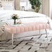 pink leather Cushioned Bedroom Bench Entryway Bench