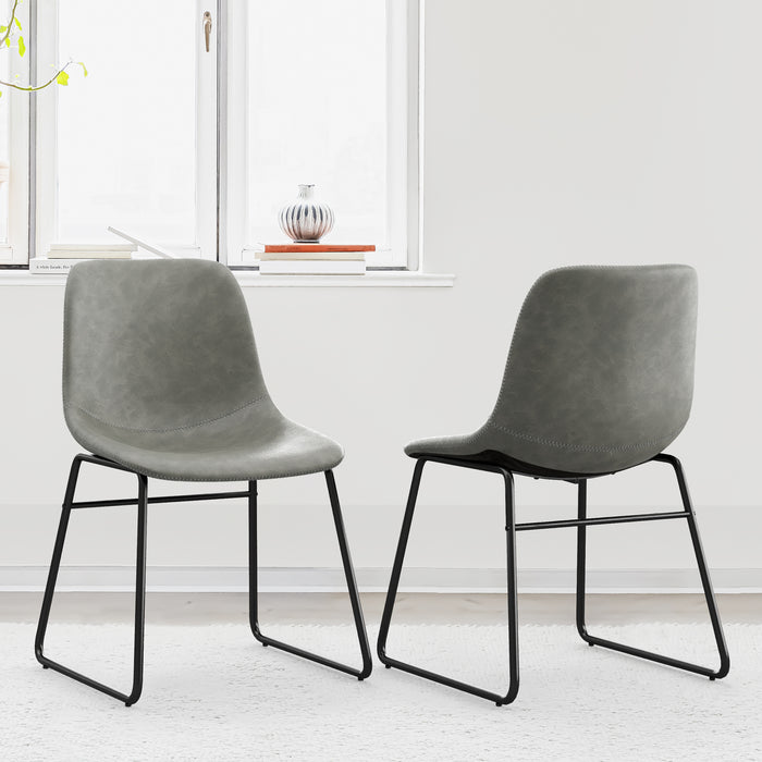 modern grey leather dining chair set of 2 for dining room
