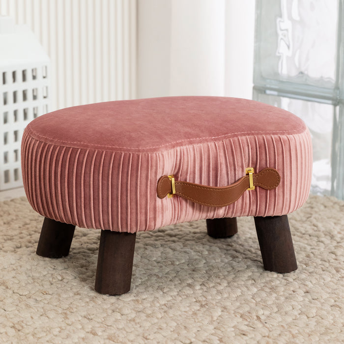 pink velvet footstool for living room