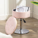 pink leather swivel vanity stool height adjustable with storage space