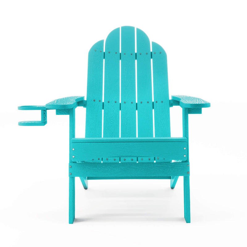 Miranda Aruba Blue Foldable Adirondack Chair with Cup Holder