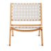 white woven leather strap folding accent chair