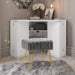 grey faux fur makeup vanity stool gold leg