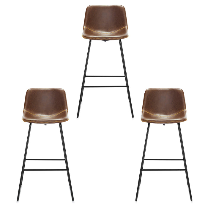cognac modern bar stools set of 3 counter height