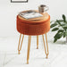 orange pleated vanity stool with storage