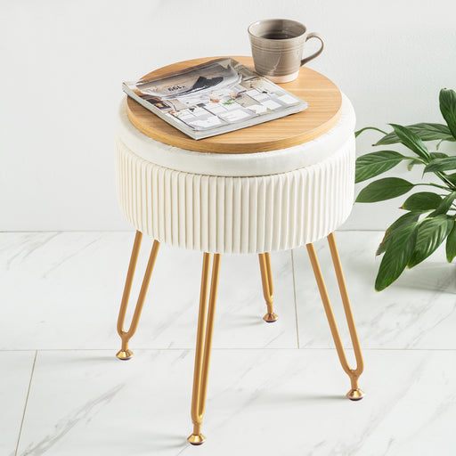 white storage backless vanity stool for living room