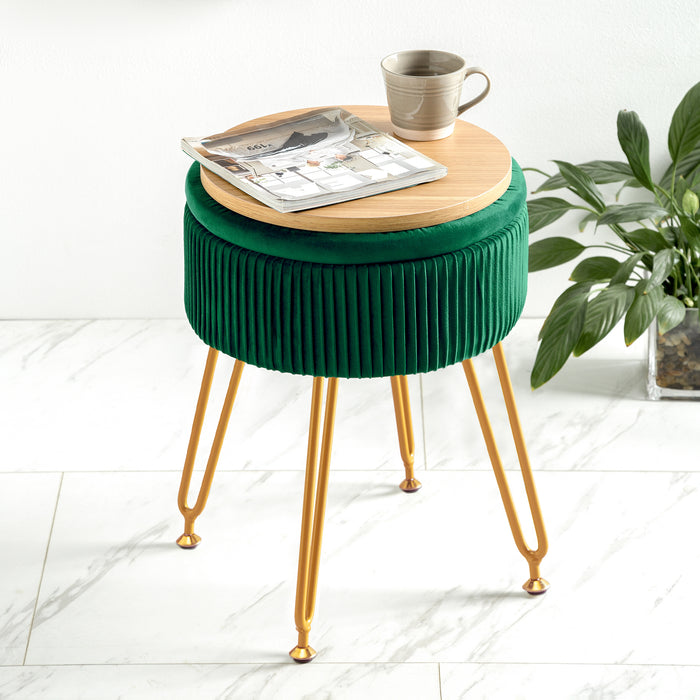 emerald storage backless vanity stool for living room