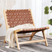 leather strap woven accent chair