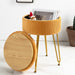 light orange pleated vanity stool with storage