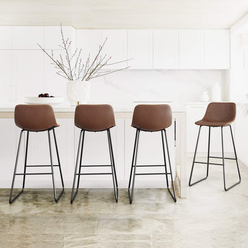 cognac modern bar stools set of 4 counter height