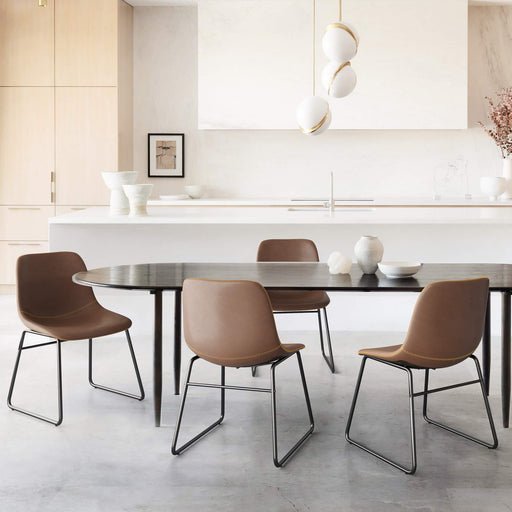 modern red brown leather dining chair set of 4 for dining room
