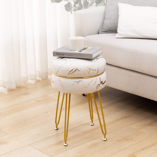 beige-gold swivel vanity stool for dressing room