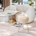 champagne Upholstered Pleated Round Footrest Stool