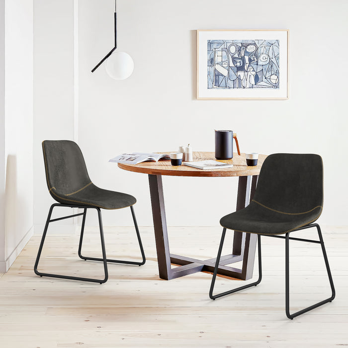 modern black leather dining chair set of 2 for dining room