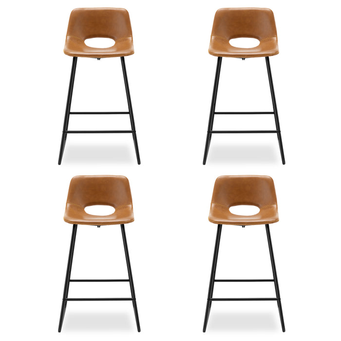 leather brown bar stools set of 4 counter height