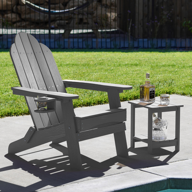 dark grey double layer patio side tables